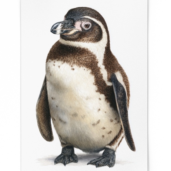 Watercolor Humboldt Penguin Wall Art Print, Unframed - Charming Coastal Elegance - Picture 2 of 7